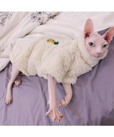 TENGTUD Hairless Cat Clothes Autumn And Winter Thicken Sphynx/Devon Cat White Coat-XL - Buy Online on GoSupps.com