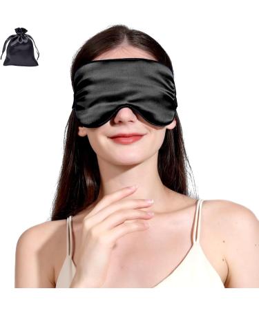 LERSVICVIL 19 Momme 100% Pure Mulberry Silk Sleep Mask - Luxury Eye Shade with Adjustable Strap (Black) - Buy Online on GoSupps.com