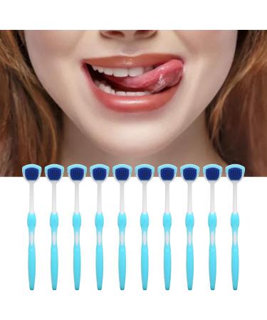 10-Piece Silicone Tongue Brush & Scraper Set - Blue Tongue Cleaner for Bad Breath Relief | International Shipping - Buy Online on GoSupps.com