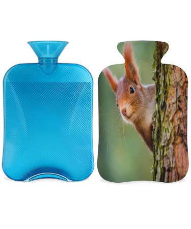 Funny squirrel heat bottle with a fluffy cover 2 l capacity hot water bottle water bag for cozy nights relieves pain back neck and shoulders