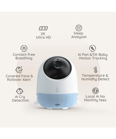 Simshine Baby Monitor with Camera and Night Vision Face Covered Alert AI Cry Soothing Lullaby Peace of Mind Sleep Analysis Breathing Temp Humidity 2K UHD Video Camera 2-Way Talk Blue - Buy Online on GoSupps.com