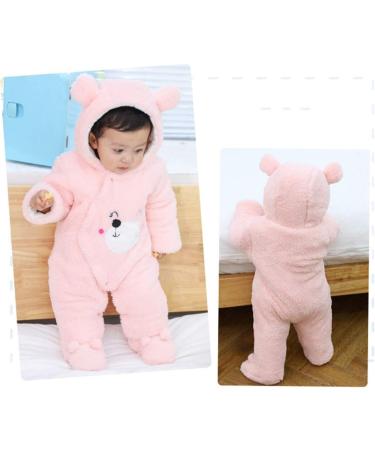 JiAmy Baby Hooded Romper Winter Jumpsuit Pink | 3-6 Months - Buy Online on GoSupps.com