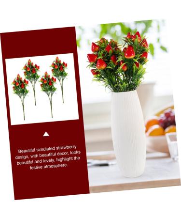 DIKACA DIY Strawberry Decor Fake Strawberries 4pcs Simulation Strawberry Bouquet Pvc Green Plants Office Artificial Artificial Strawberry Stem Bouquet Artificial Fruits - Buy Online on GoSupps.com