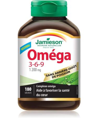Jamieson NFA Omega 3-6-9 180 Softgels & Chewable Vitamin C 500 mg - White Juicy Peach Flavour 120 Count (Pack of 1) SUPPLEMENT + VITAMIN 9221 - Buy Online on GoSupps.com