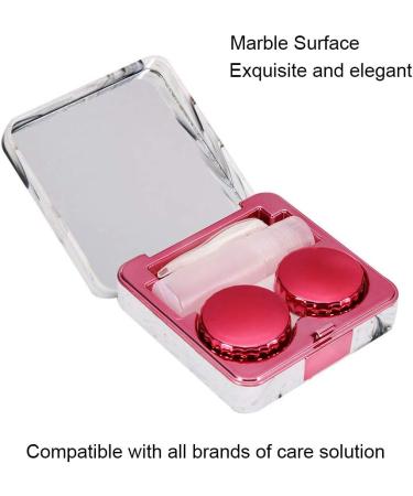 Kuuleeyn Pink Marble Contact Lens Container with Portable Mirror - Square Design for Soaking & Travel - Buy Online on GoSupps.com