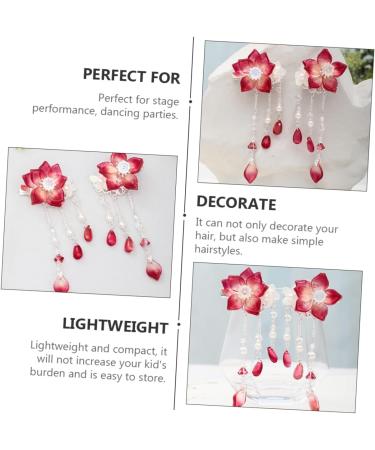 FAVOMOTO 3 Pairs Hair Accessories Flower Hairpin Chinese Tassel Hair Clip Lady Hairpins Hair Clips Accessories Japanese Flower Hair Clip Pearl Tiara Crystal Chinese Style Child Safflower - Buy Online on GoSupps.com