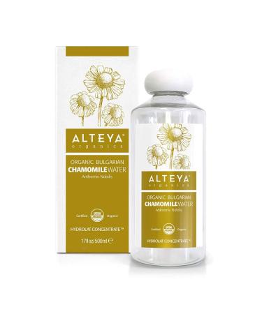 Alteya Organics Chamomile Water USDA Certified Organic Facial Toner 17 Fl Oz/500mL Pure Bulgarian Anthemis Nobilis (Chamomile) Flower Water Award-Winning Moisturizer BPA-Free Bottle with Reducer