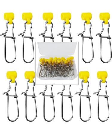 40Pcs Stainless Steel Fishing Line Sinker Slides Catfishing Rig with Duo Lock Snaps Heavy Duty Sinker Slider Swivel Snap Kit for Fishing Tackle Yellow