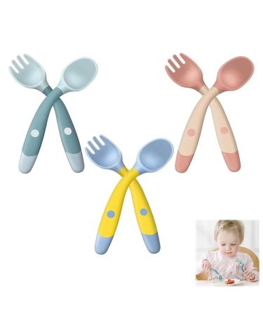 Babyl open 3 pairs baby cutlery baby spoon dinner cutlery spoon baby baby learning spoon dining spoon baby cutlery learning spoon BPA-free for babies 6 mone and older (pink green yellow)