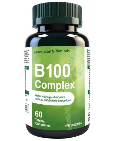 Vegan B Vitamins 60 Capsules B100 Mannancan Naturals B-Complex for Women Men Super Multivitamin B Complex Vitamins Supplements VIT B Multi b Vitamin Complex for Men 1 Count (Pack of 60)