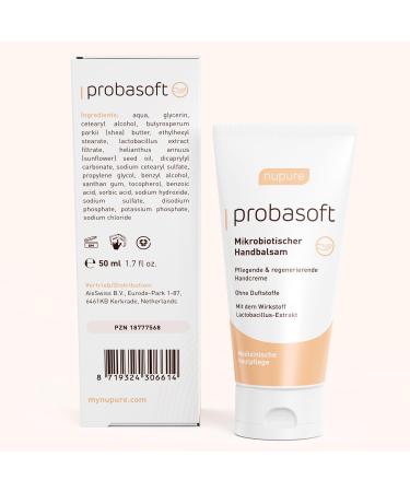 Nupure Probasoft Hand Cream 50ml - Microbiotic Moisturizer for Very Dry Hands with Shea Butter & Almond Oil | Perfume-Free & Paraben-Free - Buy Online on GoSupps.com
