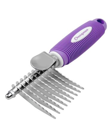 XQX Dematting Fur Rake Comb Brush for Dogs and Cats - Long 2.5" Steel Safety Blades Metal Comb for Detangling Matted or Knotted Undercoat Hair