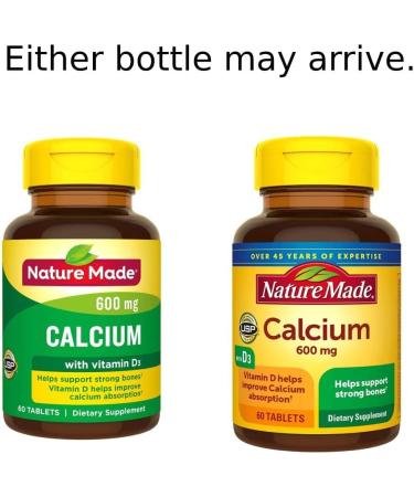 Nature Made Calcium + Vitamin D3 600mg - 60 Tablets | Bone Health Support - Buy Online on GoSupps.com