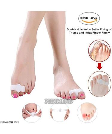 PEDIMEND Double Loop Toe Separator 4 Count - Silicone Gel Two Hole Toe Spreader for Bunion/Hallax Valgus | Correct Toe Misalignment and Improve Foot Care | 2PAIR - 4PCS - Buy Online on GoSupps.com