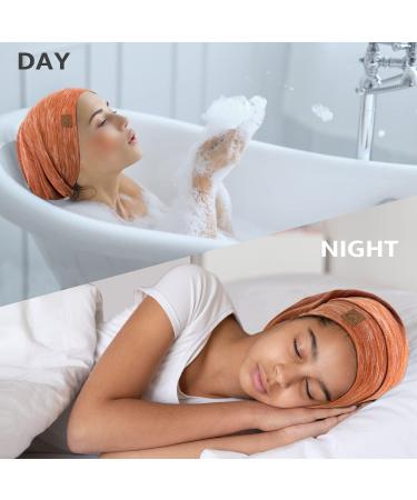 Silk Satin Sleep Cap Bonnet for Natural Curly Hair - Heather Orange | Adjustable Night Cap for Sleeping - Silk Lined Beanie Hat - Buy Online on GoSupps.com