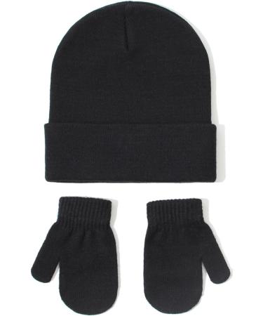 XYIYI Newborn Baby Winter Beanie Hat Mitten Set - Warm Knitted Hat Glove Set for Boys Girls 3-18 Months - Black2 - Buy Online on GoSupps.com