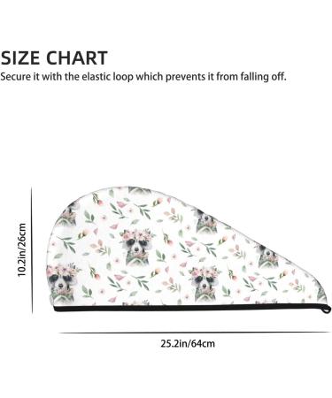 Watercolor Floral Raccoon Microfiber Hair Towel - Soft Super Absorbent Coral Velvet Quick Dry Wrap for Long Curly & Thick Hair - Buy Online on GoSupps.com