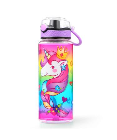 Cute Water Bottle for School Kids Girls  BPA FREE Tritan & Leak Proof & Easy Clean & Carry Handle  23oz/ 680ml - Unicorn