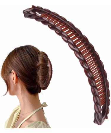 Banana Hair Clip - Fashion Fishtail Hair Clip | Vintage Clincher Combs Clamp Grip | Hair Clincher Combs | Fishtail Hair Clip Ponytail Banana Clip For Thick Hair Straight Hair Curly Hair Coffee - Buy Online on GoSupps.com