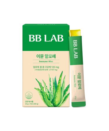 BB LAB Immune Aloe Jelly Sticks Aloe Vera Gel with Immune Polysaccharides, Digestive & Skin Wellness Support, 20g of 14 Sticks