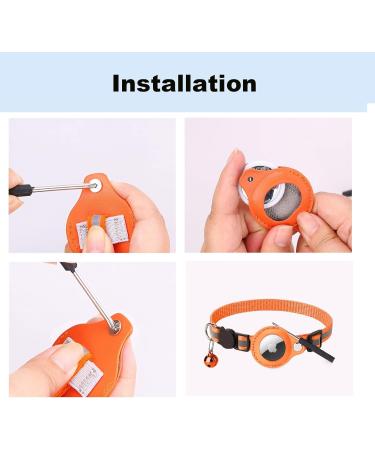 Mouyou Airtag Cat Neck Band - Soft Nylon Reflective Collar with Bell & Safety Clasp Adjustable 22-34cm Orange - Track Your Cat with Airtag Holder - Buy Online on GoSupps.com