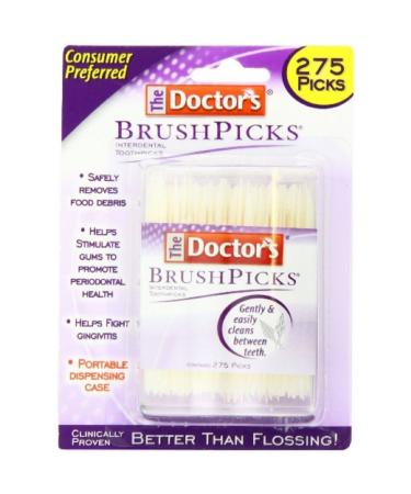 The Doctor's BrushPicks | Interdental Toothpicks | 275 Count | Safely Removes Food Debris (Value Pack of 4)