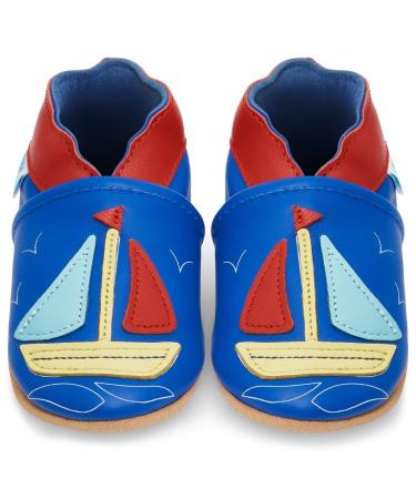 Baby Shoes with Soft Sole - Baby Girl Shoes - Baby Boy Shoes - Leather Toddler Shoes - Baby Walking Shoes 0-6 Months Sailing Boat