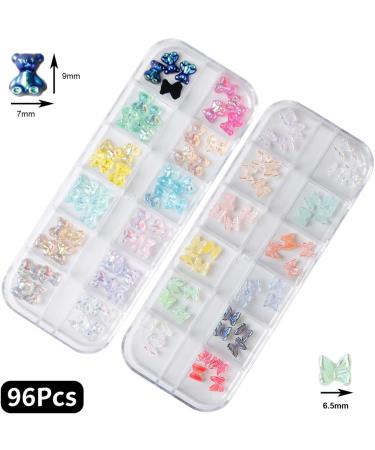 2 Boxes 12 Grids Bear Butterfly Nail Art Charms 3D Bow Nail Charms Decoration Butterfly Nail Jewelry for Nail Art Design DIY Crafting Party Daily Wedding - Buy Online on GoSupps.com