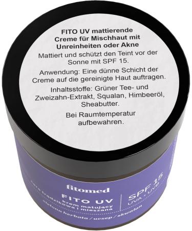 Fitomed Sp z oo Fitomed Mattifying face cream for mixed and acne skin 55 g day cream face with SPF 15 effective facial care with antibacterial effect - Buy Online on GoSupps.com