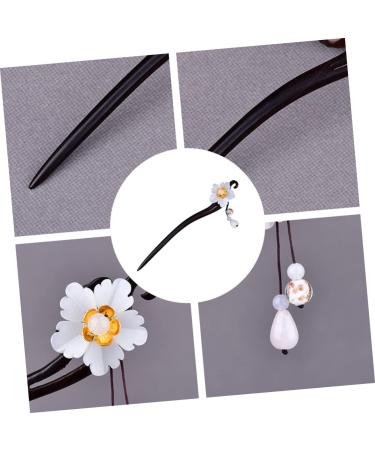 Mikinona 1pc Hairpin Hair Chopsticks Hair Carved Hair Stick Hair Sticks for Buns Hair Clips for Women Hair Bun Fork Hair Sticks for Hair Chinese Tassel White China Miss Wooden - Buy Online on GoSupps.com