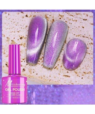 7.5ML Fantasy Gemstone Cat Eye Nail Gel Polish Holographic Semi Permanent Soak Off Sparkling Nail Varnish Aurora UV Gel - (Color: A005)