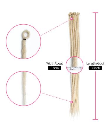 30 Inch Synthetic Dreadlocks Extensions - 20 Strands 0.8cm Crocheted Braided Hair Color 613# - Soft Dreads for Reggae Hip-Hop & Hippie Style - Buy Online on GoSupps.com