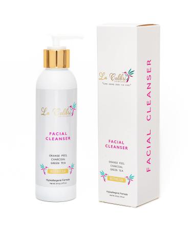 Refresh Daily Facial Cleanser for Oily Skin & Sensitive Types - Hypoallergenic Vegan Face Wash for Women - Exfoliating Cleanser Face Soap - Activated Charcoal & Vitamin C