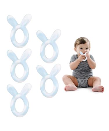 Baby Teething Toys Silicone Teethers Ring Shape Bunny Ear Bracelets for 3 Months Infant (White Blue) - Buy Online on GoSupps.com
