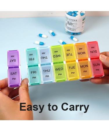 Detachable Weekly Pill Box Organizer - 7 Day 2 Times a Day - 14 Compartments - Travel Pill Holder for Vitamins and Medication - Rainbow B - Buy Online on GoSupps.com