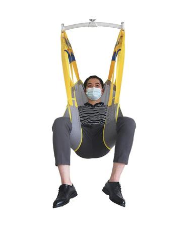 Transfer Nursing Sling Lift Toileting Sling Large Mesh Sling for Shower Hoist Lift Dress Toileting Access Padded Sling with Headrest Yellow Medium