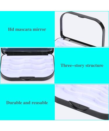 3-Layer Eyelash Storage Case with Mirror - Black | Cosmetic Organizer for Travel | Empty Eyelashes Storage Box - Buy Online on GoSupps.com