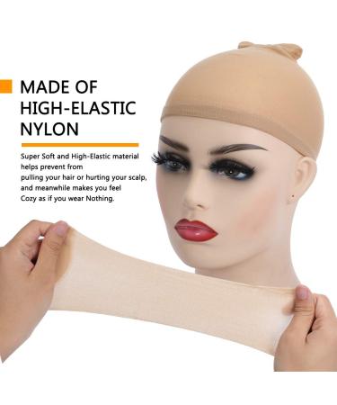 Lsybeauty 4 Pcs Light Brown Stretchy Nylon Wig Caps for Women, Men, and Children - Bald Cap for Wigs - Nude Wig Cap for Long Hair - Pack of 1 - Buy Online on GoSupps.com
