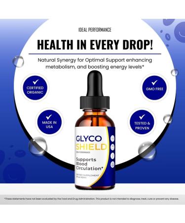 Glyco Shield Drops Glyco Shield Blood Formula Support Supplement Drops - Maximum Strength All Natural Healthy Circulation Stable Levels & Overall Health Advanced GlycoShield Reviews (1 Pack) - Buy Online on GoSupps.com