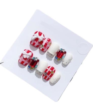 Handmade Long and Short Nail Patches for Artificial Nail Enhancement(Color:19527 Size:S)