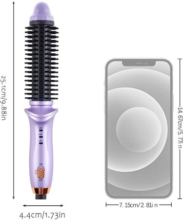 Mini Curling Iron Travel Hair Brush - Anti-Scald Round Hot Brush for All Hair Types | Professional Instant Heat Up Curling Wand | Purple - Buy Online on GoSupps.com