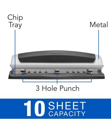 Swingline Precision Pro 3 Hole Punch | Adjustable Desktop Puncher | 10 Sheet Capacity | Black/Silver (74037) - Buy Online on GoSupps.com