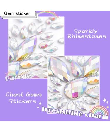 Barode Mermaid Chest Gems Sticker - Temporary Rhinestone Breast Tattoo for Women - Party Rave Festival Body Jewelry (1PCS) - Buy Online on GoSupps.com
