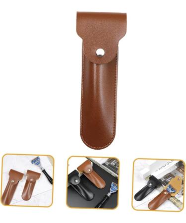 Beavorty Razor Storage Case - Travel-Friendly PU Cover for Shaving Razors Stylish Brown Design 16.5x4.2x1cm - Buy Online on GoSupps.com