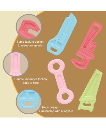 Soothing 4 Pack Soft Silicone Baby Teething Toys Set for 3-12 Months | Easy-to-Hold & Clean Teether Gift | Early Educational Chew Toys for Boys and Girls - Buy Online on GoSupps.com