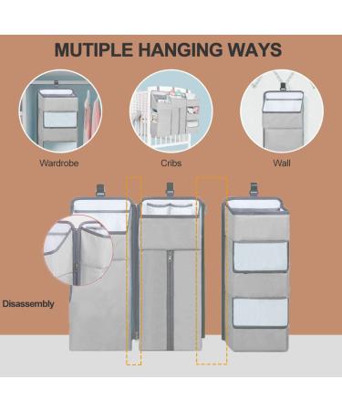 Tockonimn Hanging Diaper Caddy Organizer - 3-in-1 Nursery Storage Holder for Baby Essentials - Grey - Buy Online on GoSupps.com