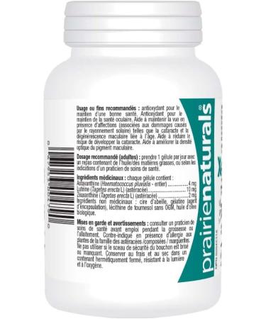 Prairie Naturals Astaxanthin Plus 4mg Astaxanthin Lutein & Zeaxanthin Softgel helps to maintain eyesight prevent cataracts and age-related macular degeneration reduces the risk of developing cataracts improves macular pigment optical density protect the e - Buy Online on GoSupps.com