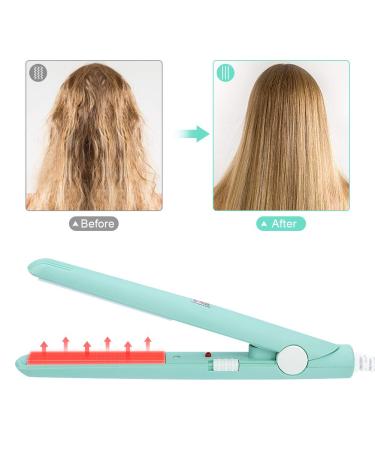 Mini Hair Straightener Travel Size Flat Iron for Quick & Easy Hair Styling | Portable Ceramic Tourmaline Hair Curler in Matcha Green - Buy Online on GoSupps.com