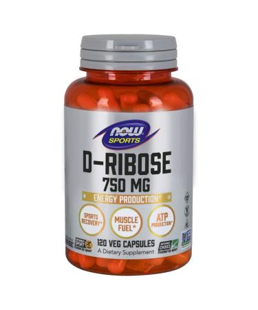 NOW Sports Nutrition D-Ribose 750 mg Certified Non-GMO Energy Production* 120 Veg Capsules