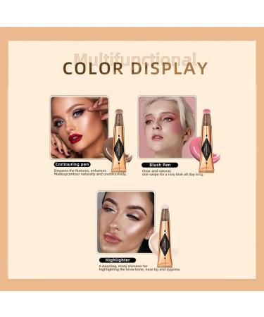 Contour Beauty Wand Liquid Highlighter Wand Blush Wand with Cushion Applicator Long Lasting Smooth Lightweight Fair Luminizer Contour+Pink Blush+Pearl White Highlight contour+highlight+blush 15 g (Pack of 3) - Buy Online on GoSupps.com